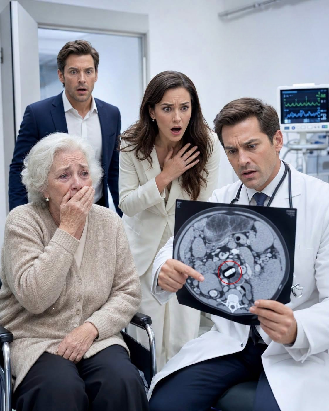 My Husband Chuckled When My 75-Year-Old Mother Mentioned Her Stomach Was Burning: “She’s Just After Your Money”… I Stealthily Took Her to the Hospital, but When the Doctor Reviewed Her Scan, He Secured the Door and Revealed What Was Concealed Inside Her Body—Moments Later, My Husband Burst in Looking Pale and Anxious.
